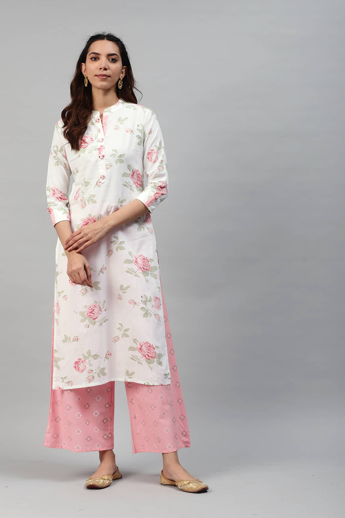 JC4U - Pink Straight Cotton Women's Stitched Salwar Suit ( Pack of 1 )
