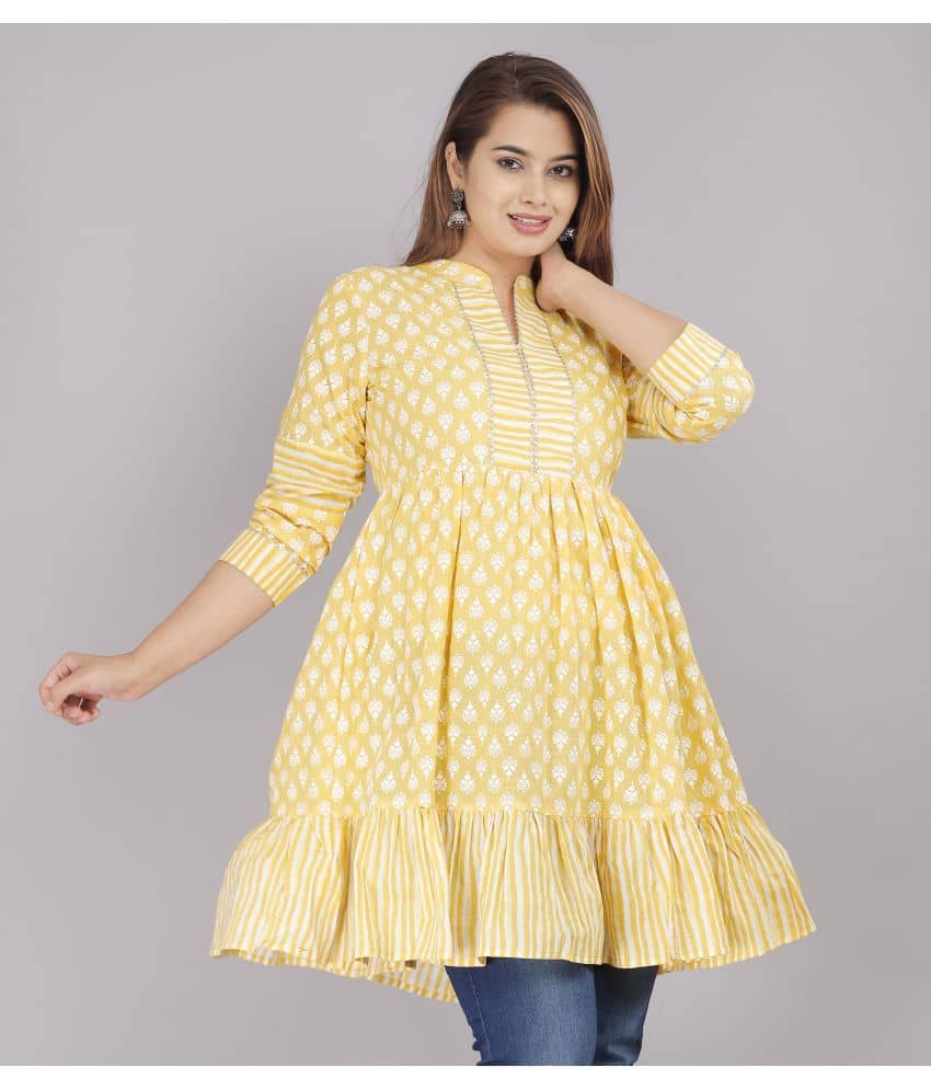 JC4U - Yellow Cotton Women's Frock Style Top ( Pack of 1 )