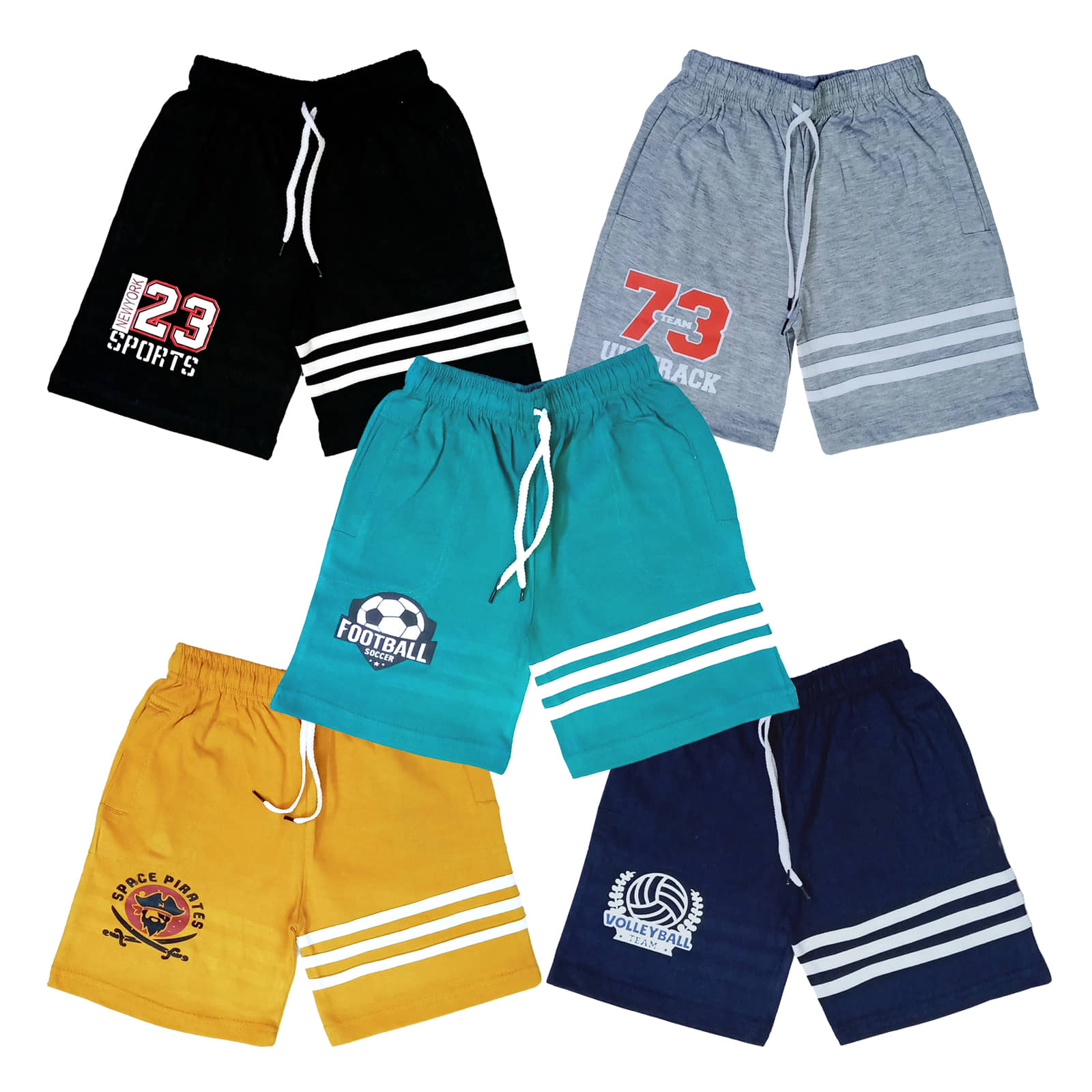 atlans Pack of 5 Cotton Blend Shorts For Boys ( Black ) - Shorts | Buy online on ZillyBuy