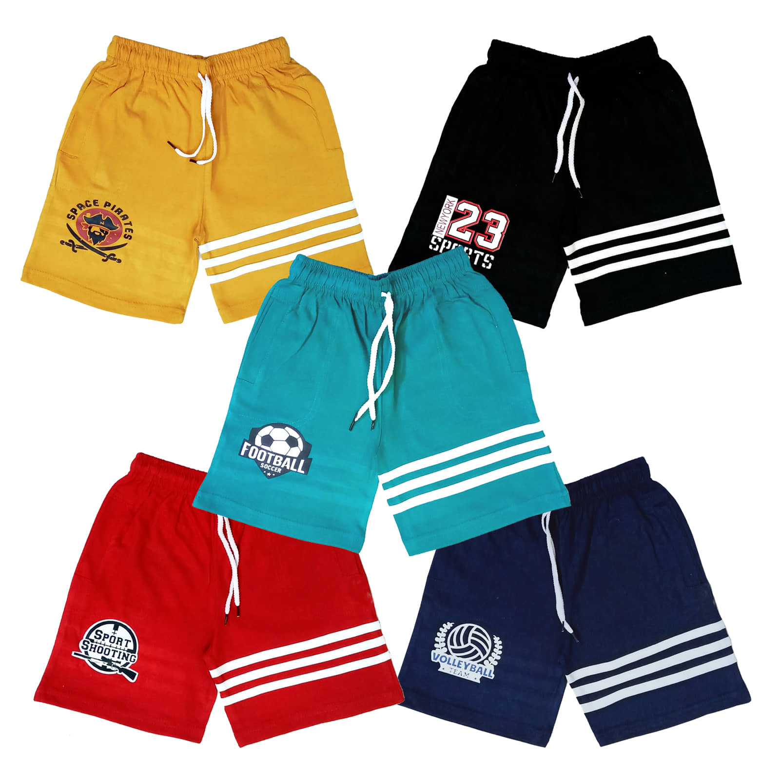 atlans Pack of 5 Cotton Blend Shorts For Boys ( Yellow ) - Shorts | Buy online on ZillyBuy