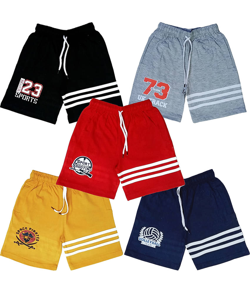 atlans Pack of 5 Cotton Blend Shorts For Boys ( Black )