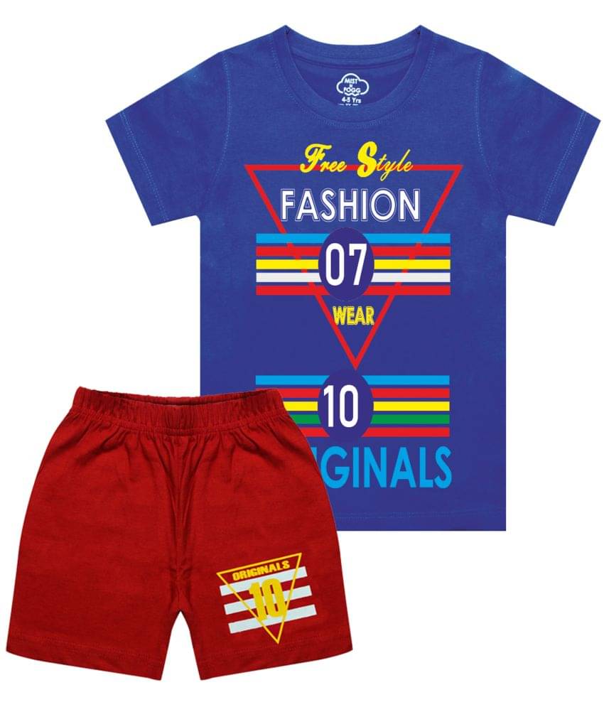 MIST N FOGG Pack of 1 Boys Cotton Blend T-Shirt & Shorts Set ( Blue ) MIST N FOGG Pack of 1 Boys Cotton Blend T-Shirt & Shorts Set ( Blue )