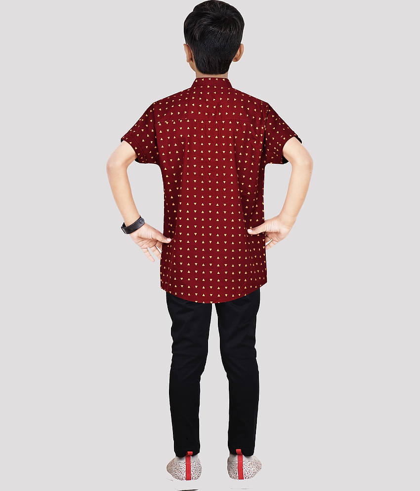 Made In The Shade Pack of 1 Boys Cotton Shirt & Pants Set ( Maroon )