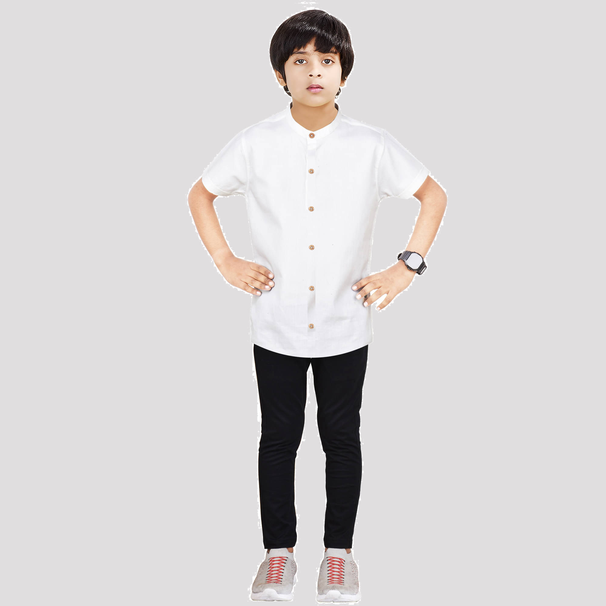     			Made In The Shade Pack of 1 Boys Cotton Shirt & Pants Set ( White )
