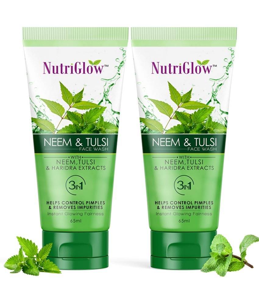     			Nutriglow Neem & Tulsi Face Wash With Aloe Vera Extract For Cleanser, Pimple Care Solution, 65ml Each, (Pack of 2)