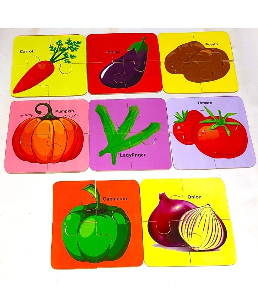 Peters Pence Wooden Multi-Color 8 SET OF VEGETABLE PUZZLE Cards for Kids Pre Primary Education Peters Pence Wooden Multi-Color 8 SET OF VEGETABLE PUZZLE Cards for Kids Pre Primary Education