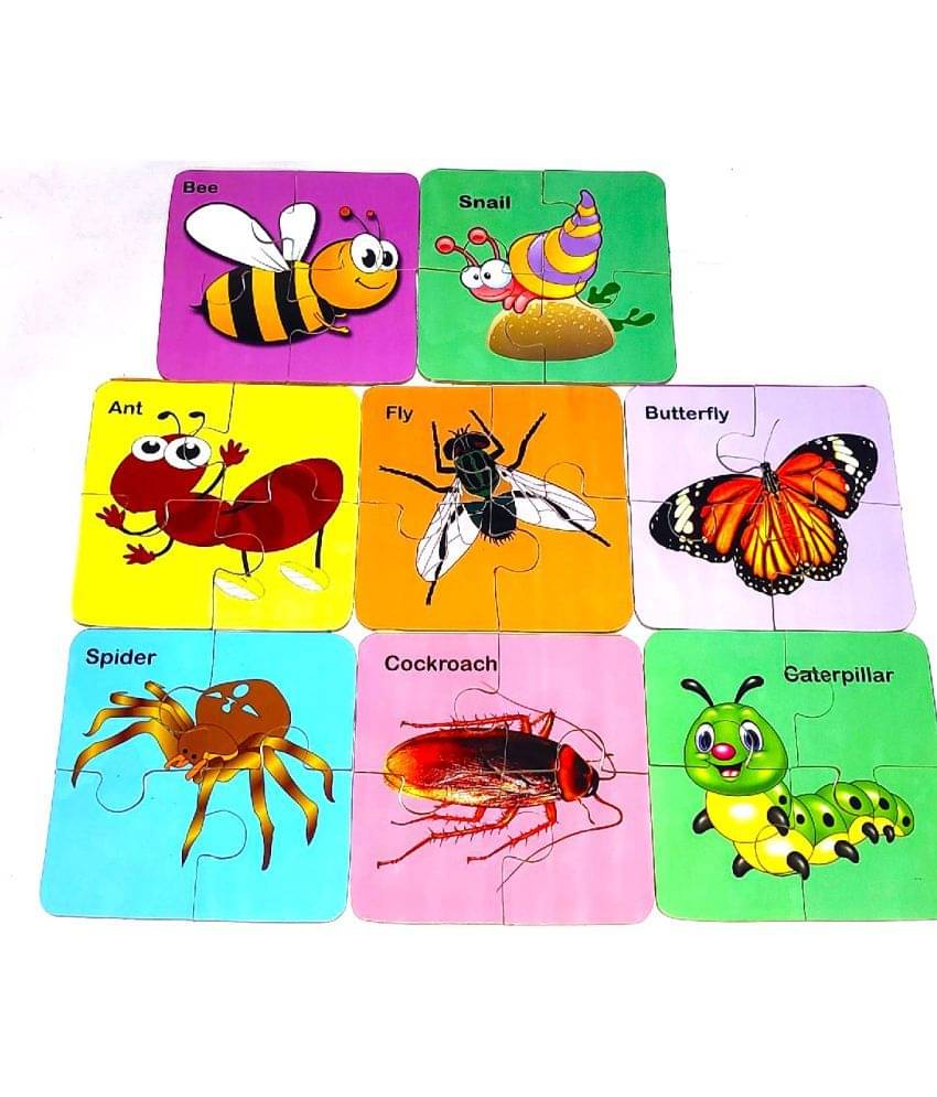 Peters Pence Wooden Multi-Color 8 SET OF INSECT PUZZLE CARDS for Kids Peters Pence Wooden Multi-Color 8 SET OF INSECT PUZZLE CARDS for Kids