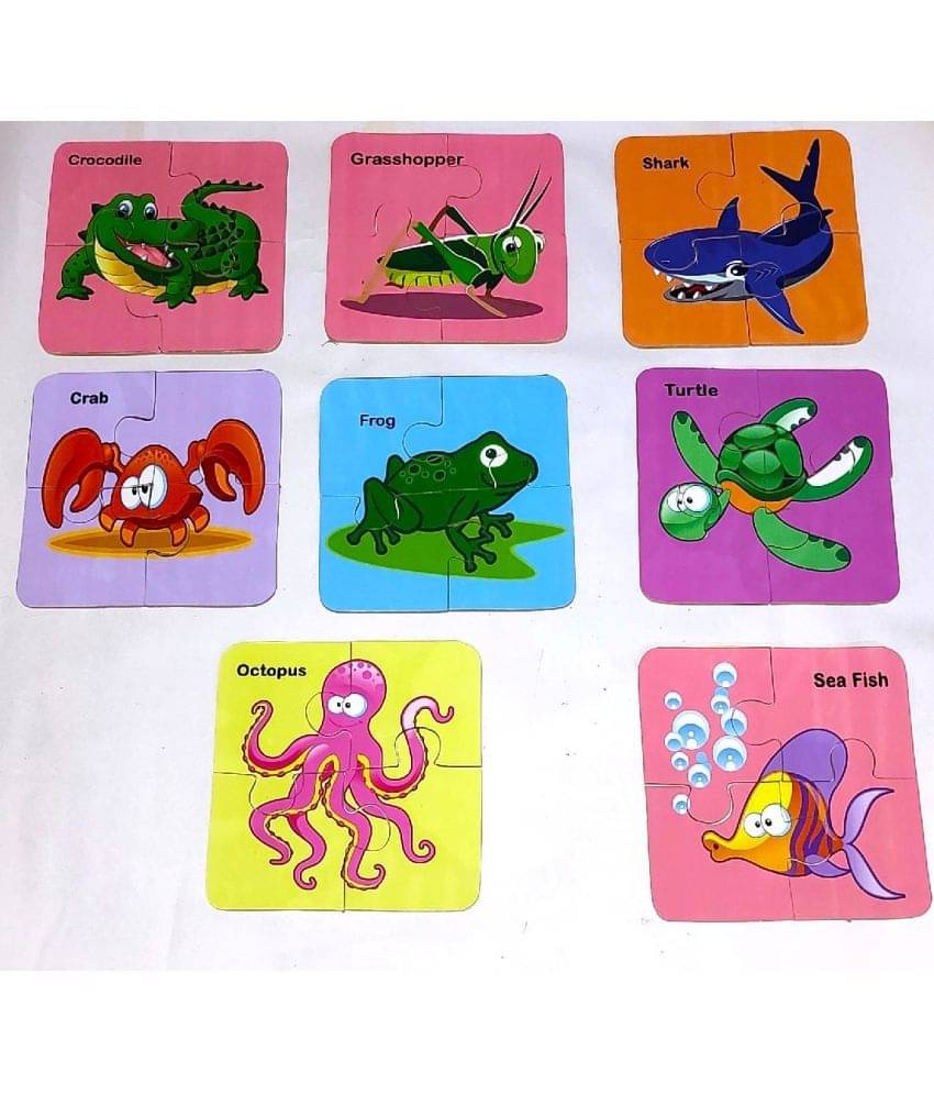 Peters Pence Wooden Multi-Color 8 SET OF WATER ANIMAL PUZZLE CARDS for Kids Peters Pence Wooden Multi-Color 8 SET OF WATER ANIMAL PUZZLE CARDS for Kids