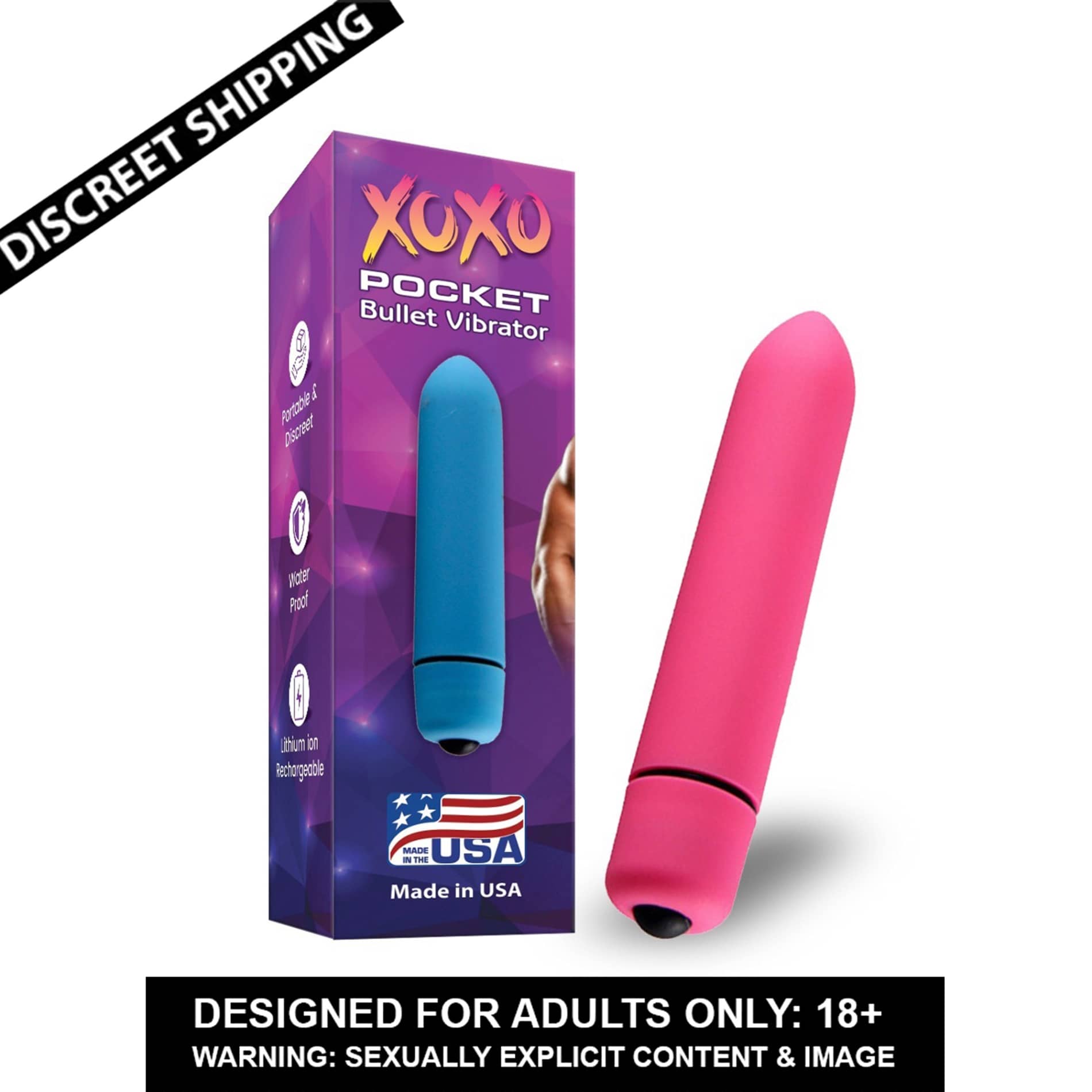 "XOXO" COMPACT POCKET BULLET VIBRATOR | DISCREET BULLET  VIBRATOR | SEXUAL PREMIUM BULLET VIBRATOR FOR MEN & WOMEN BY SEX TANTRA