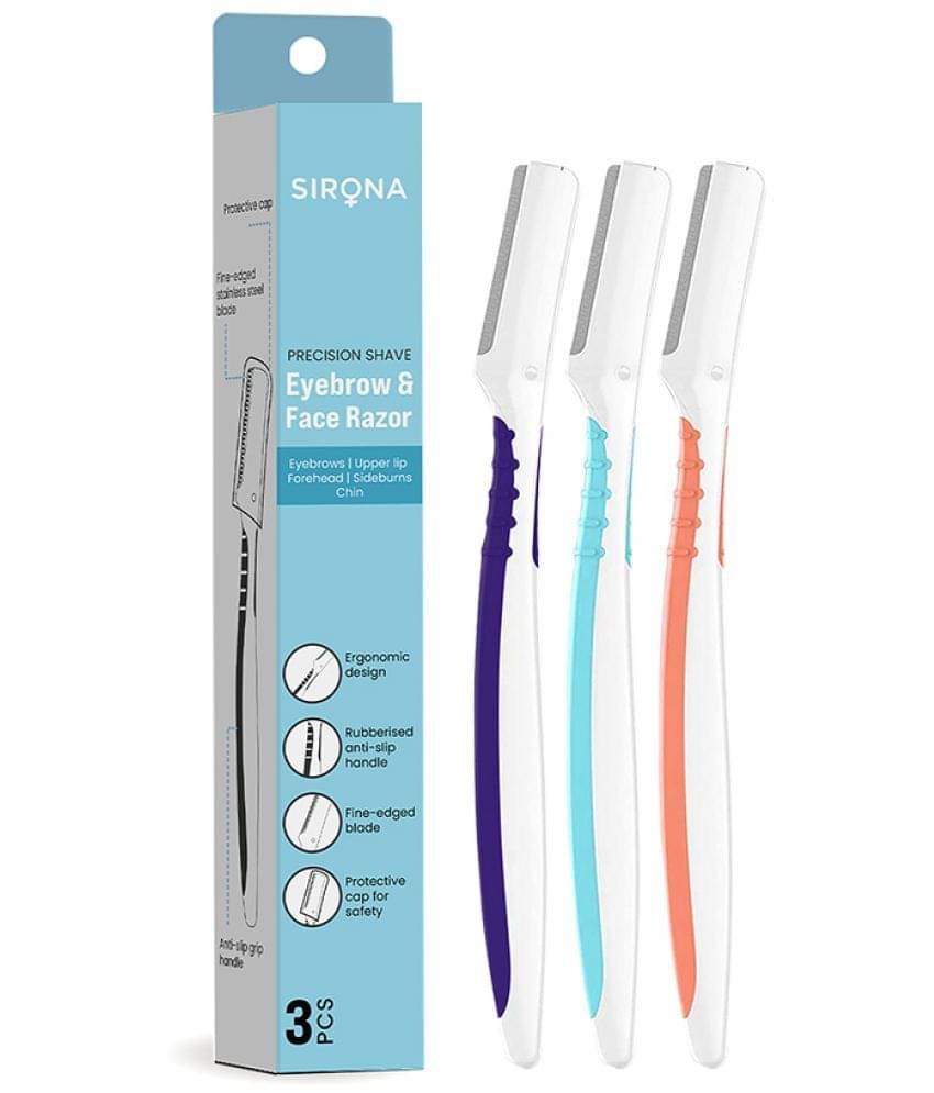     			Sirona Reusable Eyebrow & Face Razor for Women - 3 Razors | Eyebrow Shaper, Upper Lip, Forehead, Peach Fuzz, Chin & Sideburns