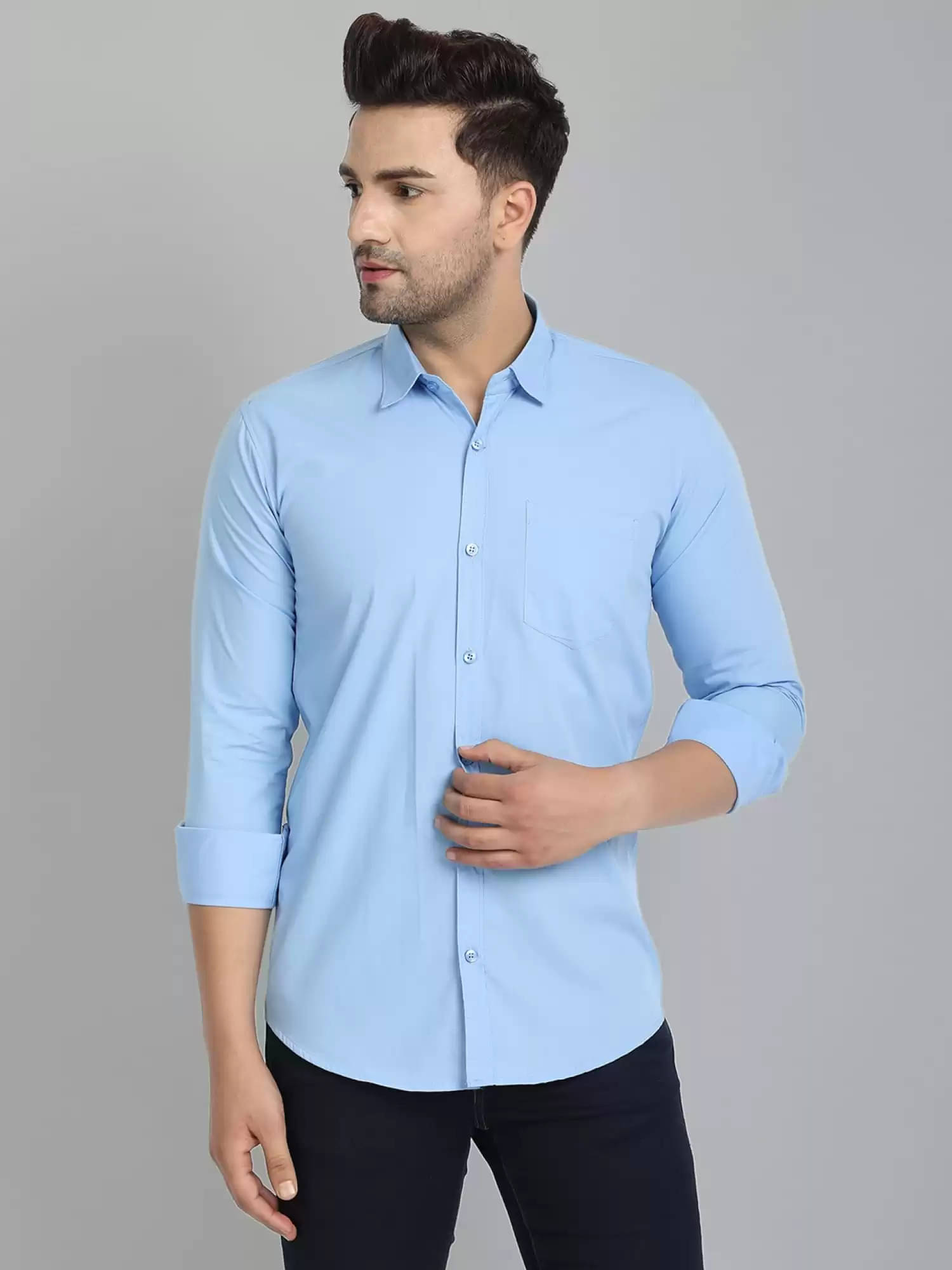     			VERTUSY - Light Blue Cotton Regular Fit Men's Casual Shirt ( Pack of 1 )