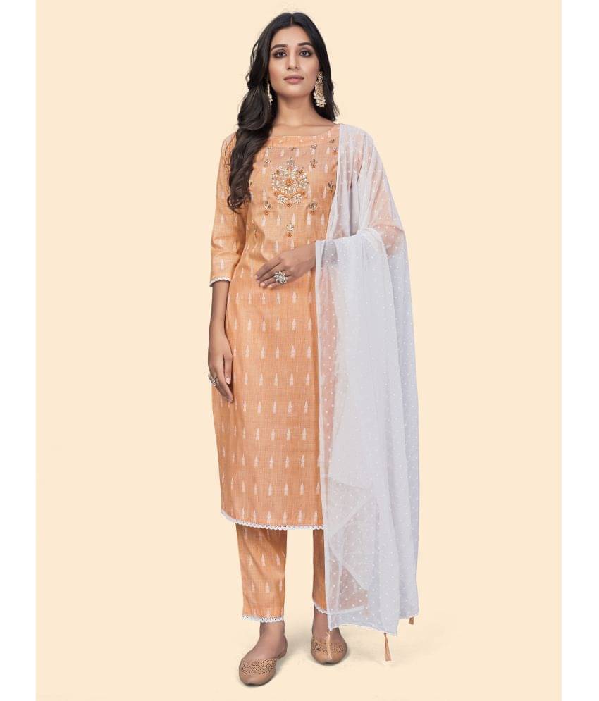    			Vbuyz - Orange Straight Cotton Women's Stitched Salwar Suit ( Pack of 1 )