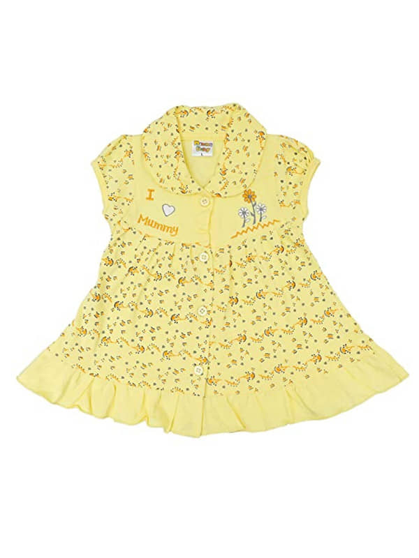 NammaBaby - Yellow Cotton Blend Baby Girl Frock ( Pack of 1 )
