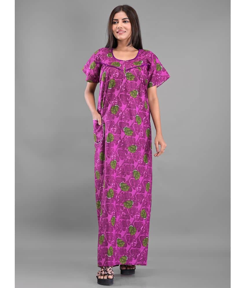 Apratim - Purple Cotton Women's Nightwear Nighty & Night Gowns ( Pack of 1 ) - Nightwear & Loungewear | Buy online on ZillyBuy