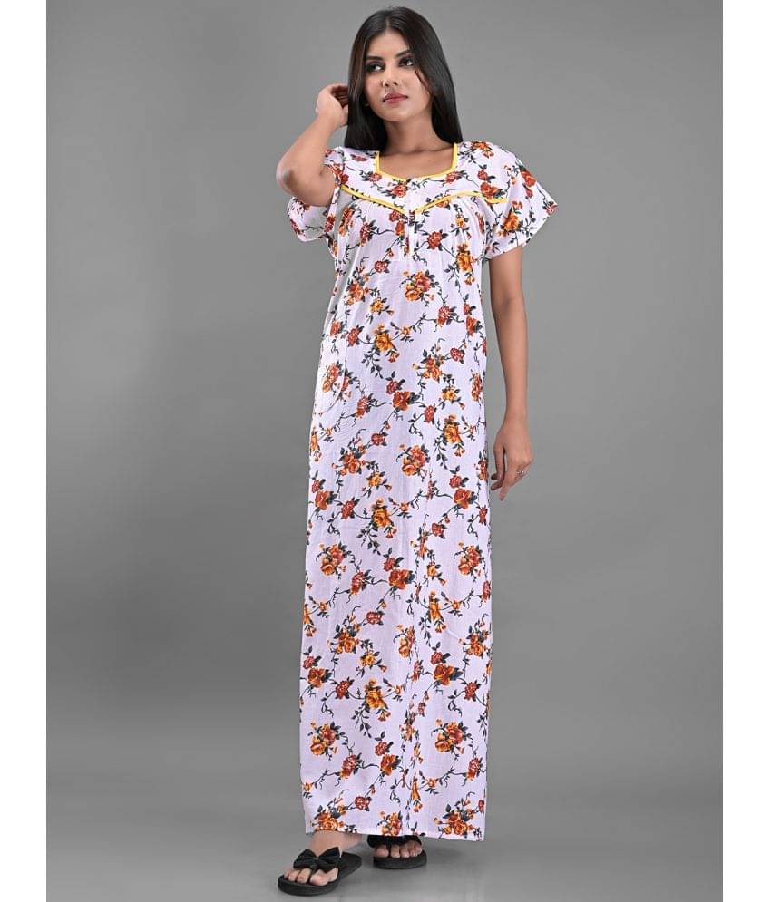 Apratim - White Cotton Women's Nightwear Nighty & Night Gowns ( Pack of 1 ) Apratim - White Cotton Women's Nightwear Nighty & Night Gowns ( Pack of 1 )