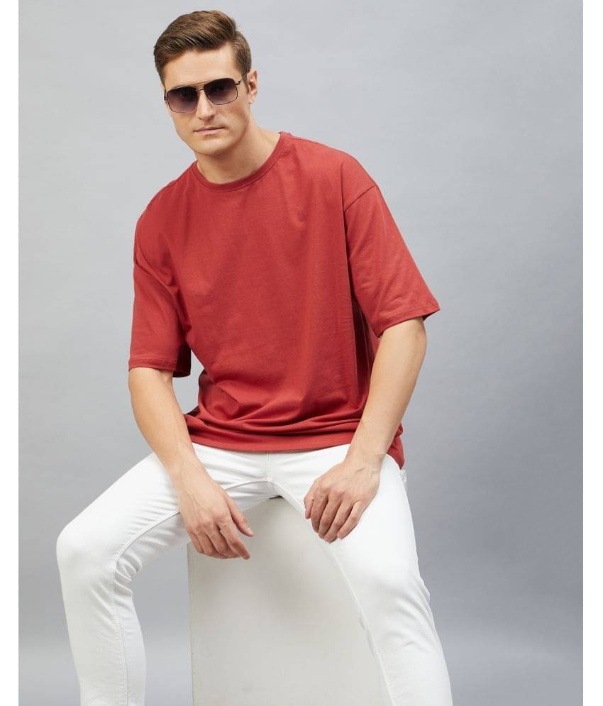 Chimpaaanzee Pack of 1 Cotton Oversized Fit Men's T-Shirt ( Red ) Chimpaaanzee Pack of 1 Cotton Oversized Fit Men's T-Shirt ( Red )