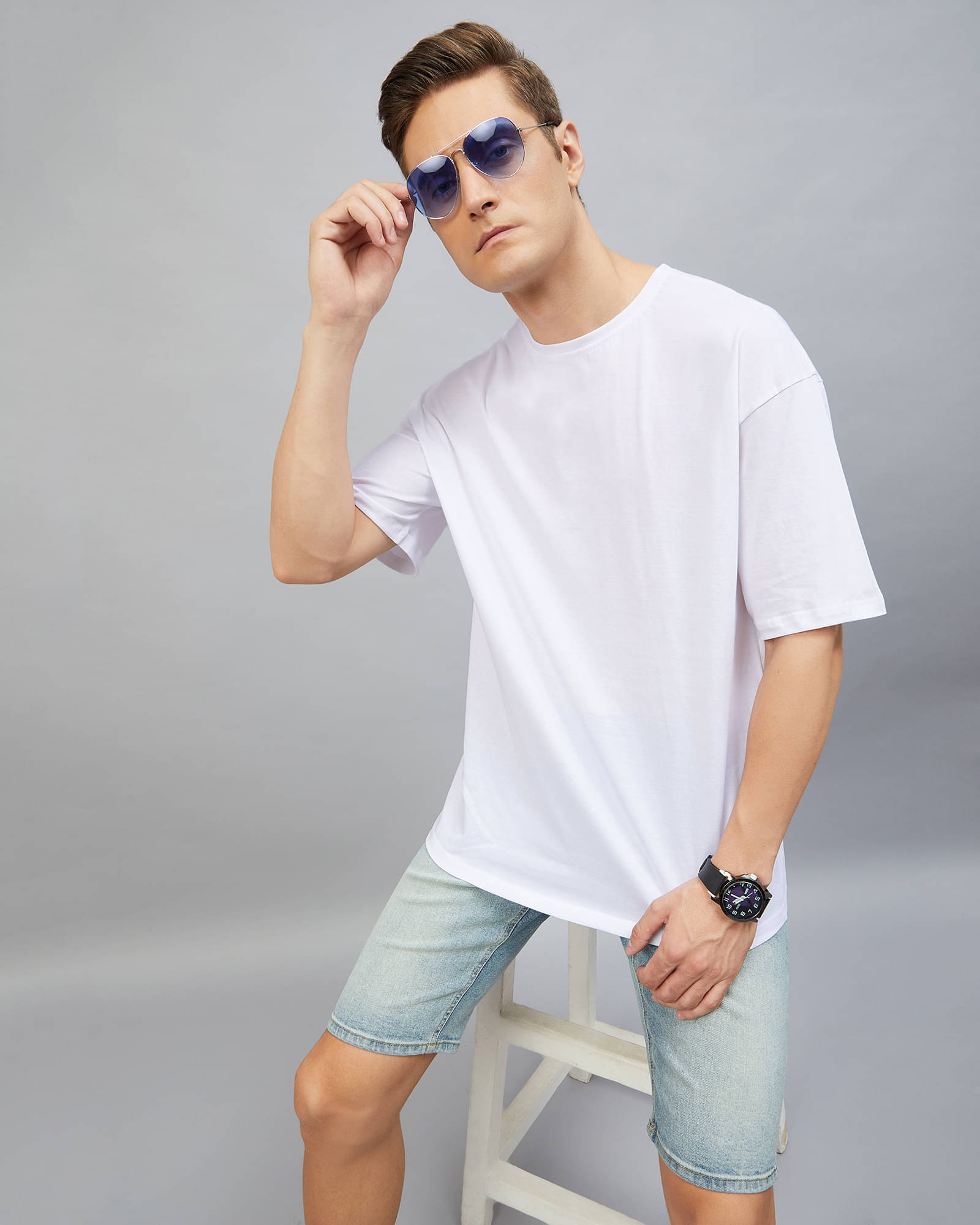     			Chimpaaanzee Pack of 1 Cotton Oversized Fit Men's T-Shirt ( White )