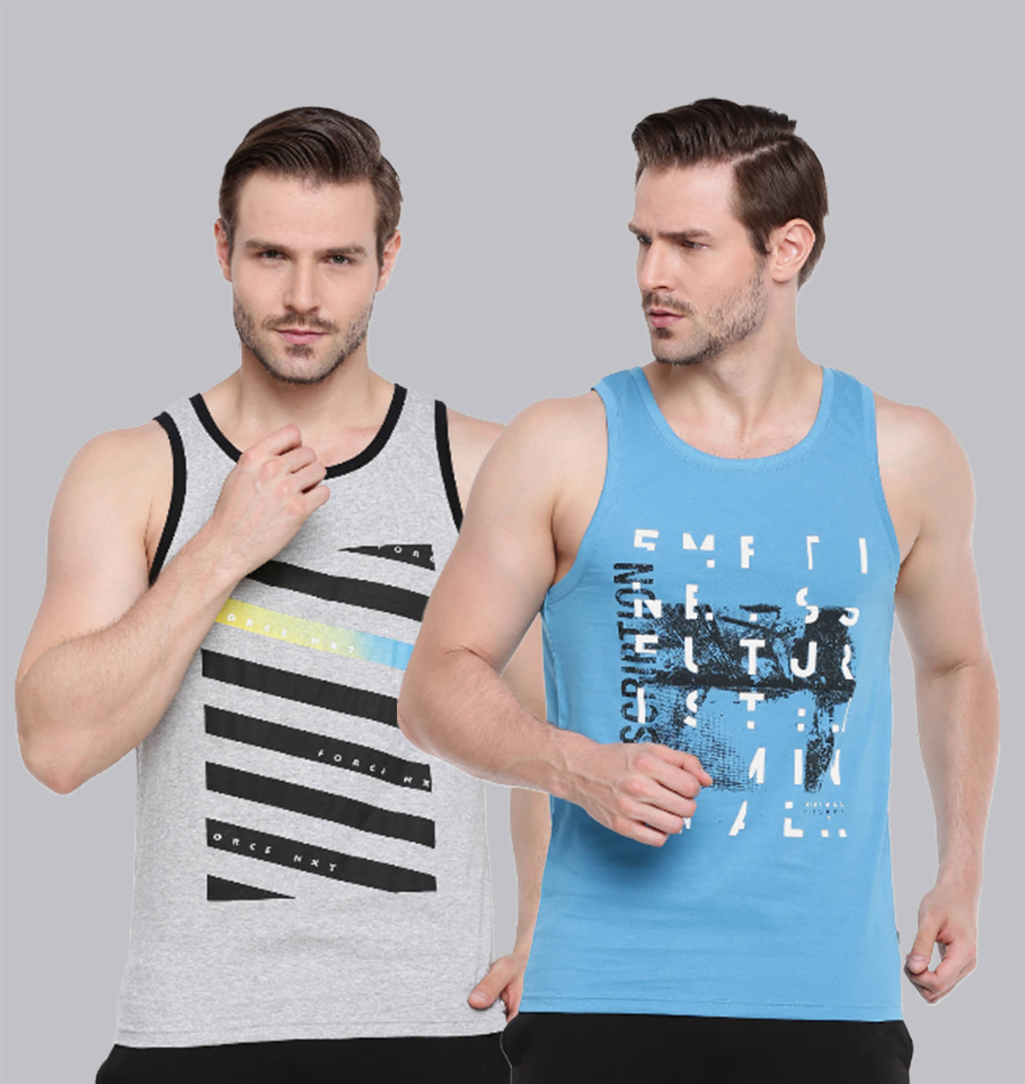 Force NXT Pack of 2 Cotton Regular Fit Men's T-Shirt ( Multicolor )