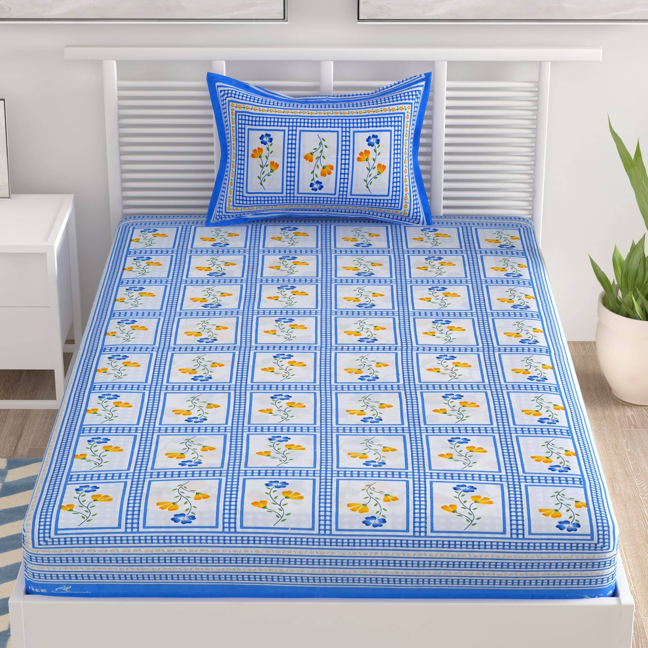 Uniqchoice Cotton Single Bedsheet ( Blue ) Uniqchoice Cotton Single Bedsheet ( Blue )