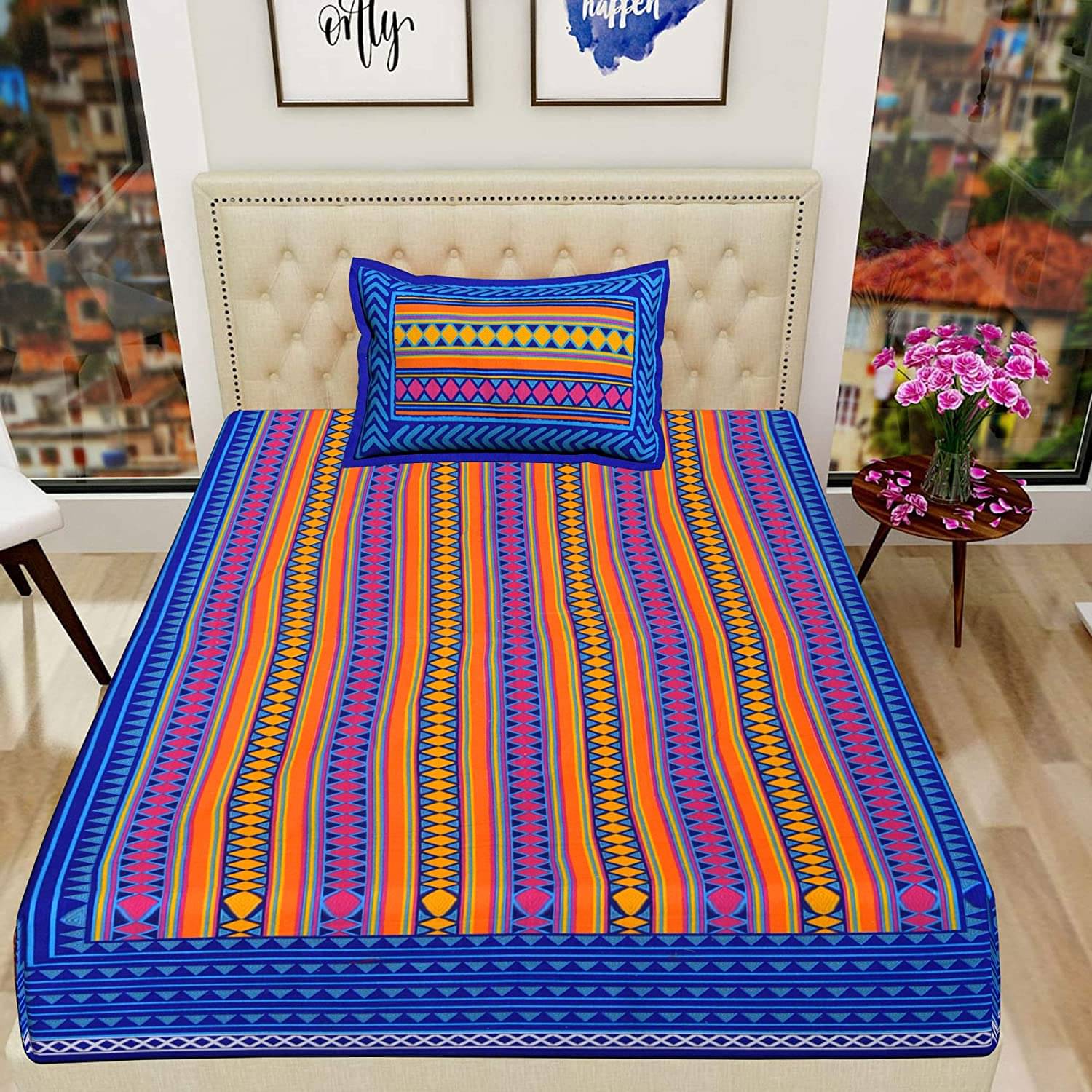     			unique choice Cotton Single Bedsheet ( Blue )