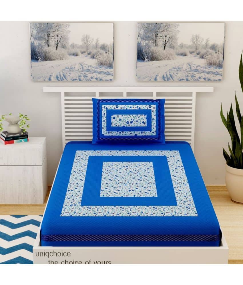 Uniqchoice Cotton Single Bedsheet ( Blue )