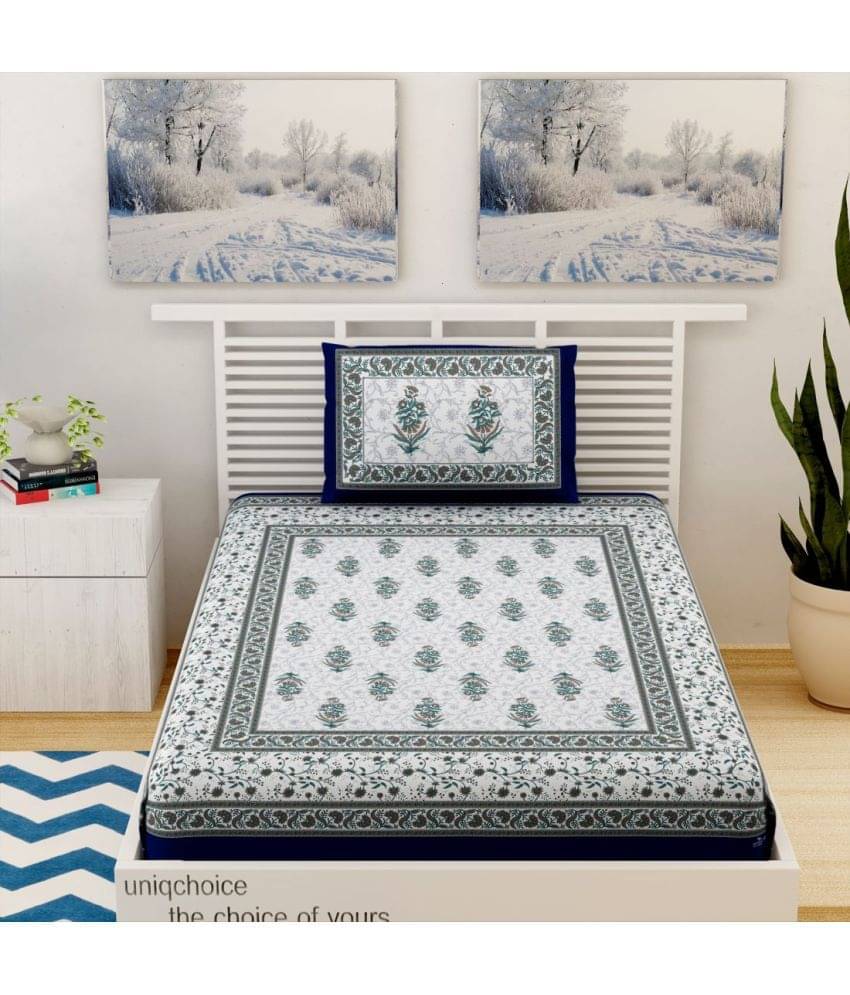     			Uniqchoice Cotton Single Bedsheet ( Blue )