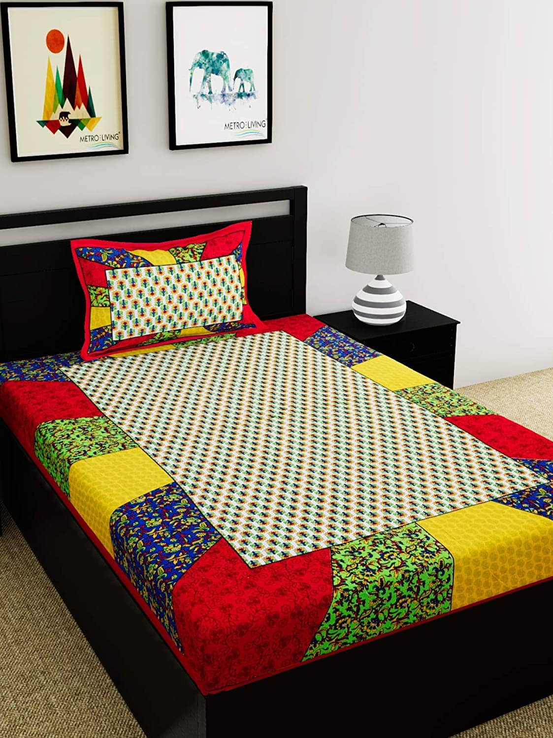 Uniqchoice Cotton Single Bedsheet ( Blue )