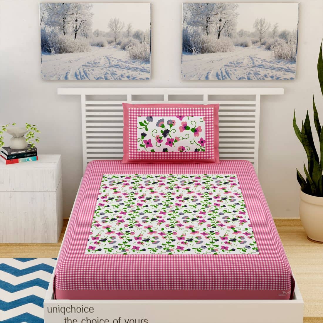 Uniqchoice Cotton Single Bedsheet ( Purple )
