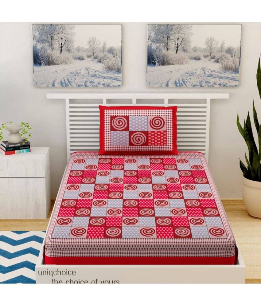 Uniqchoice Cotton Single Bedsheet ( Red )     			Uniqchoice Cotton Single Bedsheet ( Red )
