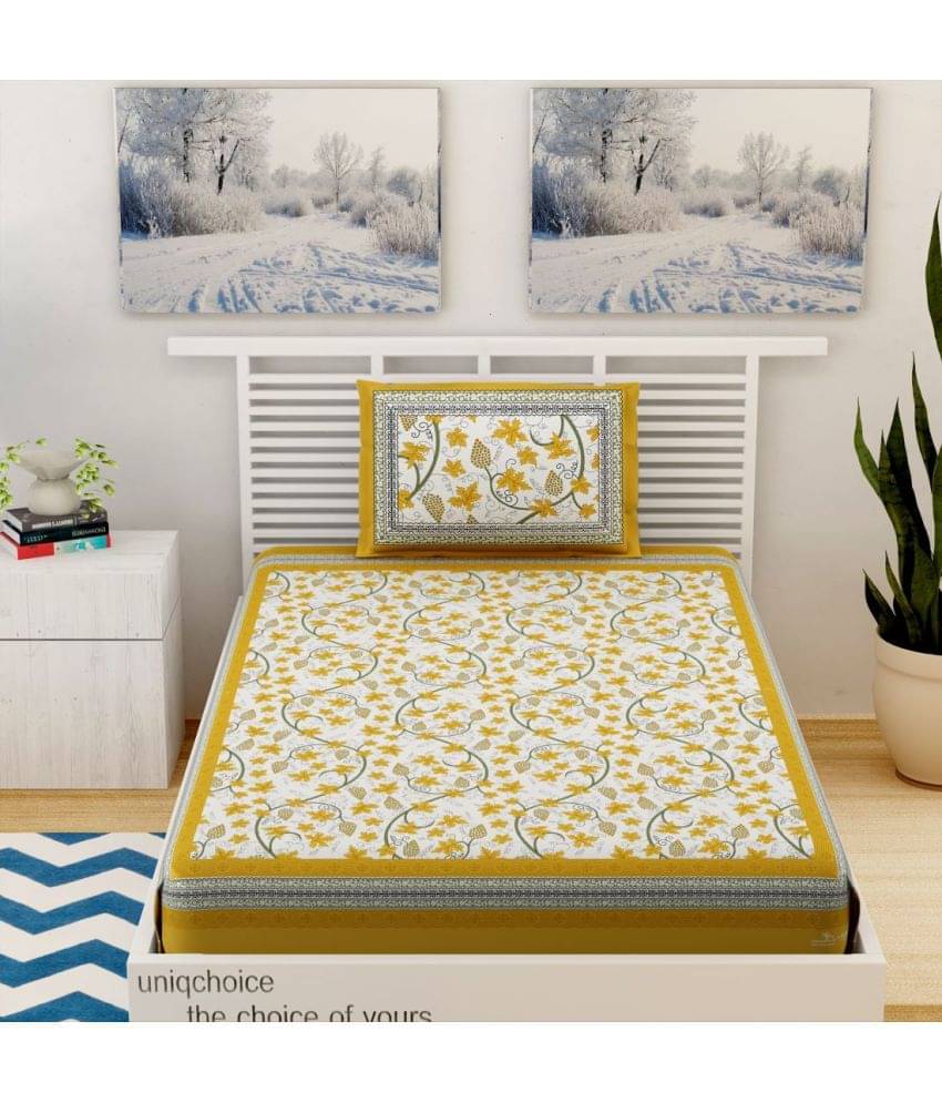 Uniqchoice Cotton Single Bedsheet ( Yellow ) Uniqchoice Cotton Single Bedsheet ( Yellow )