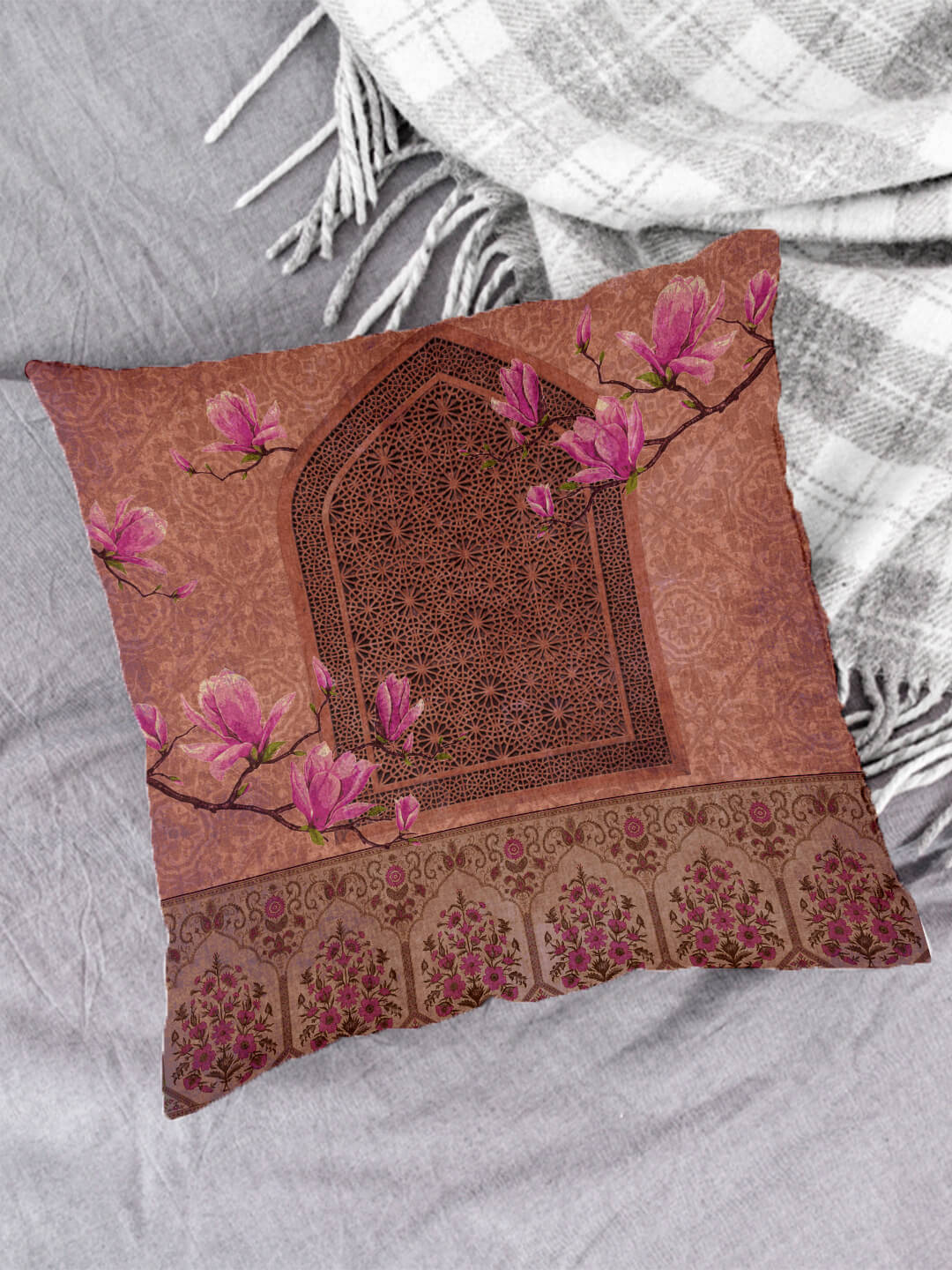     			Houzzcode Single Beige Pillow Cover