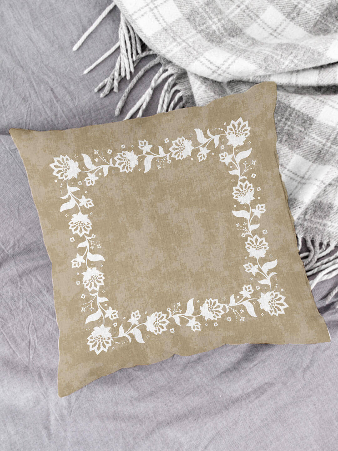     			Houzzcode Single Beige Pillow Cover