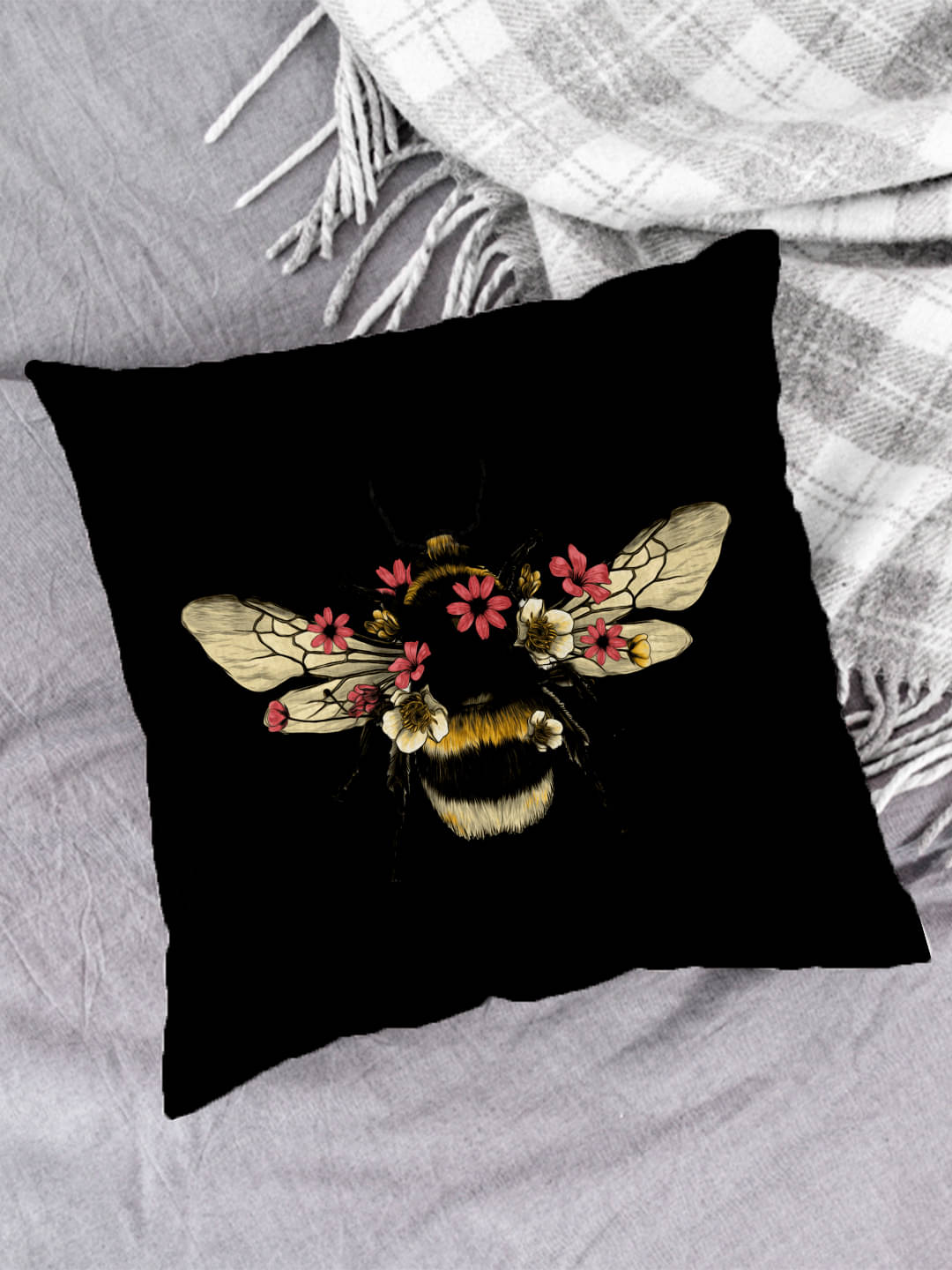     			Houzzcode Single Black Pillow Cover