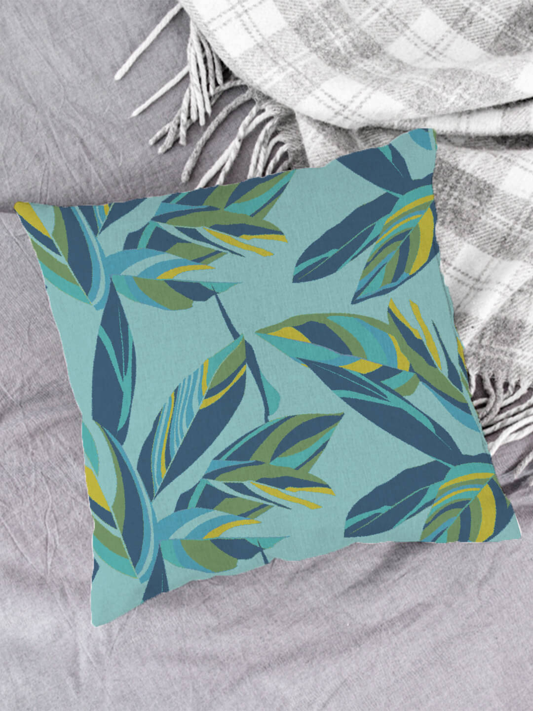    			Houzzcode Single Blue Pillow Cover