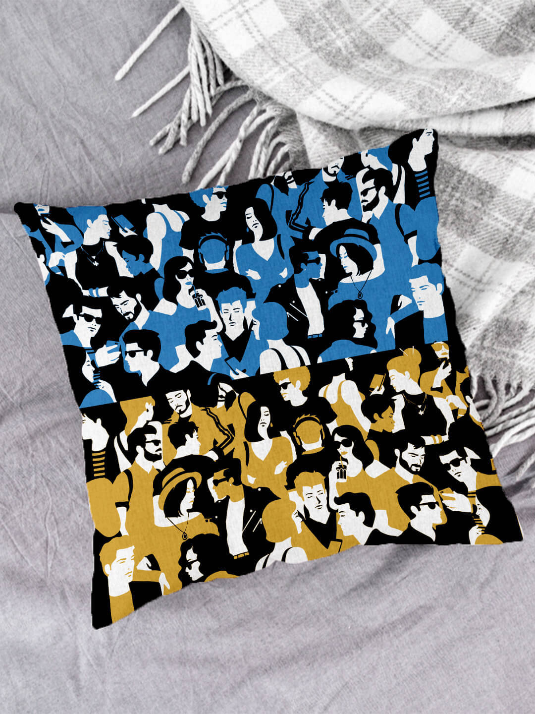     			Houzzcode Single Blue Pillow Cover