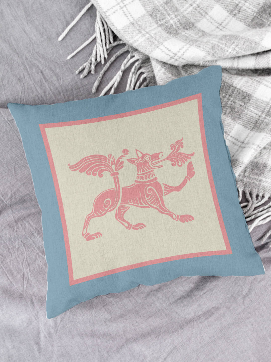     			Houzzcode Single Blue Pillow Cover