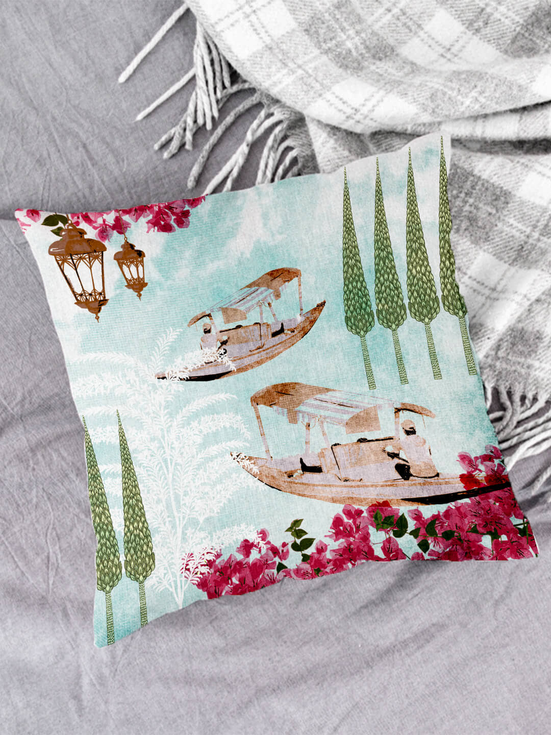 Houzzcode Single Green Pillow Cover