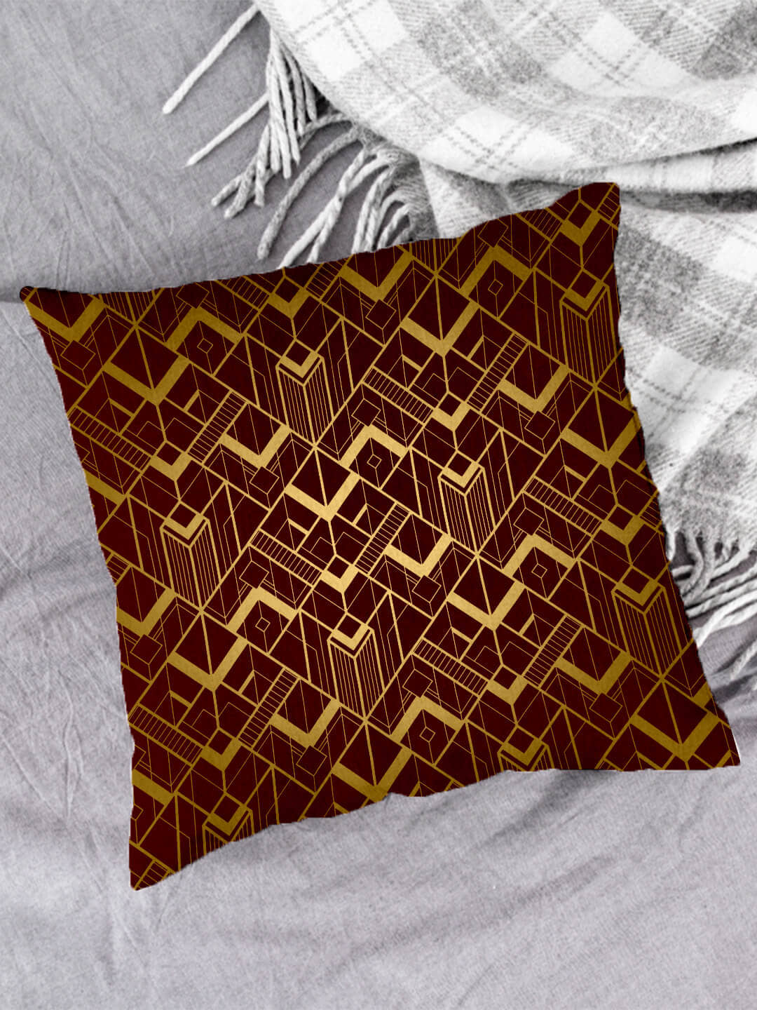 Houzzcode Single Maroon Pillow Cover