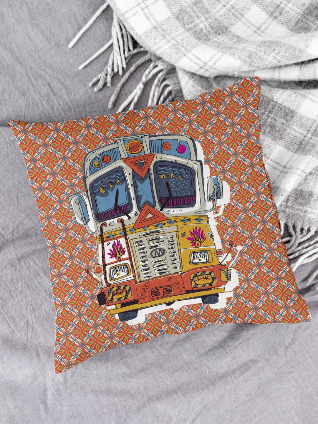     			Houzzcode Single Orange Pillow Cover