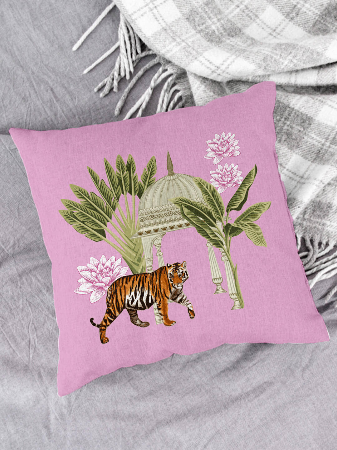     			Houzzcode Single Pink Pillow Cover