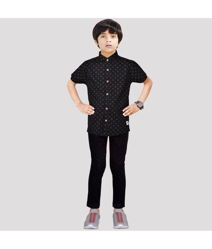     			Made In The Shade Pack of 1 Boys Cotton Shirt & Pants Set ( Black )