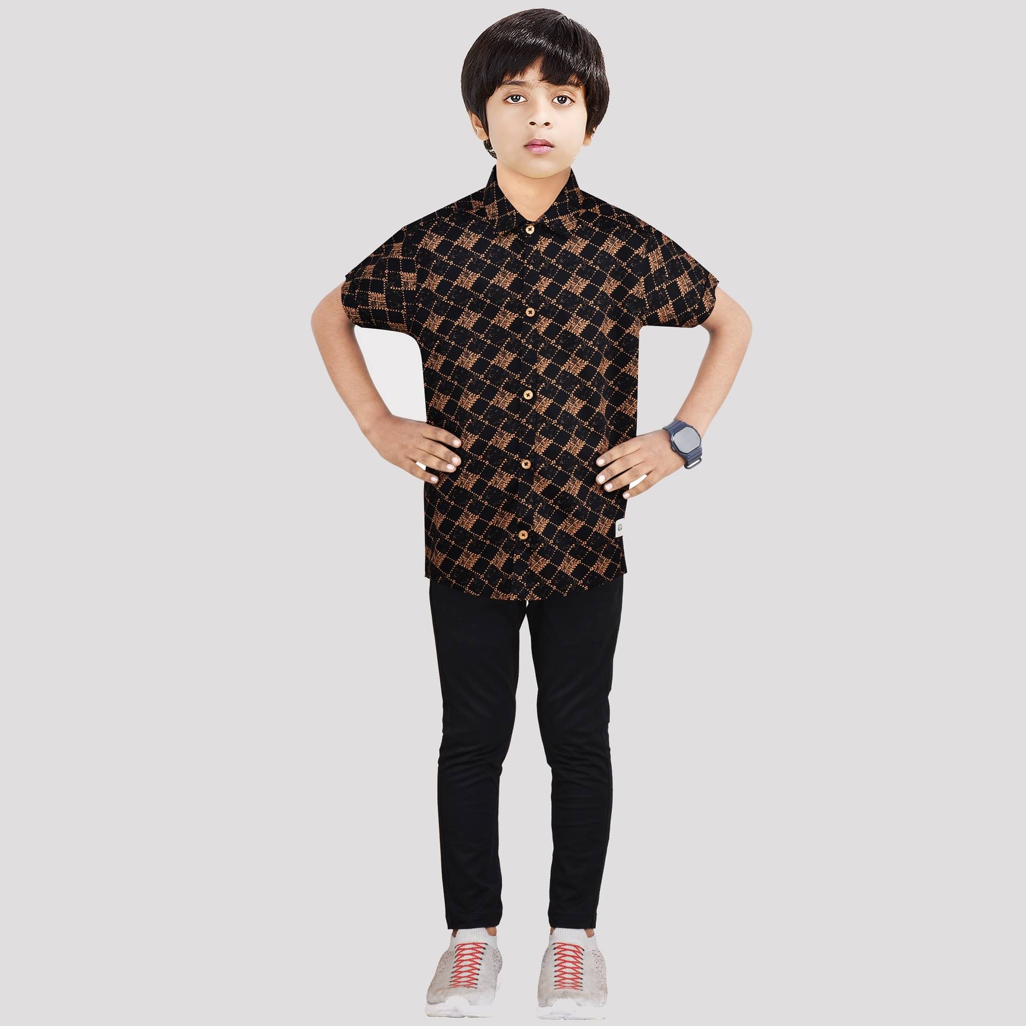     			Made In The Shade Pack of 1 Boys Cotton Shirt & Pants Set ( Black )