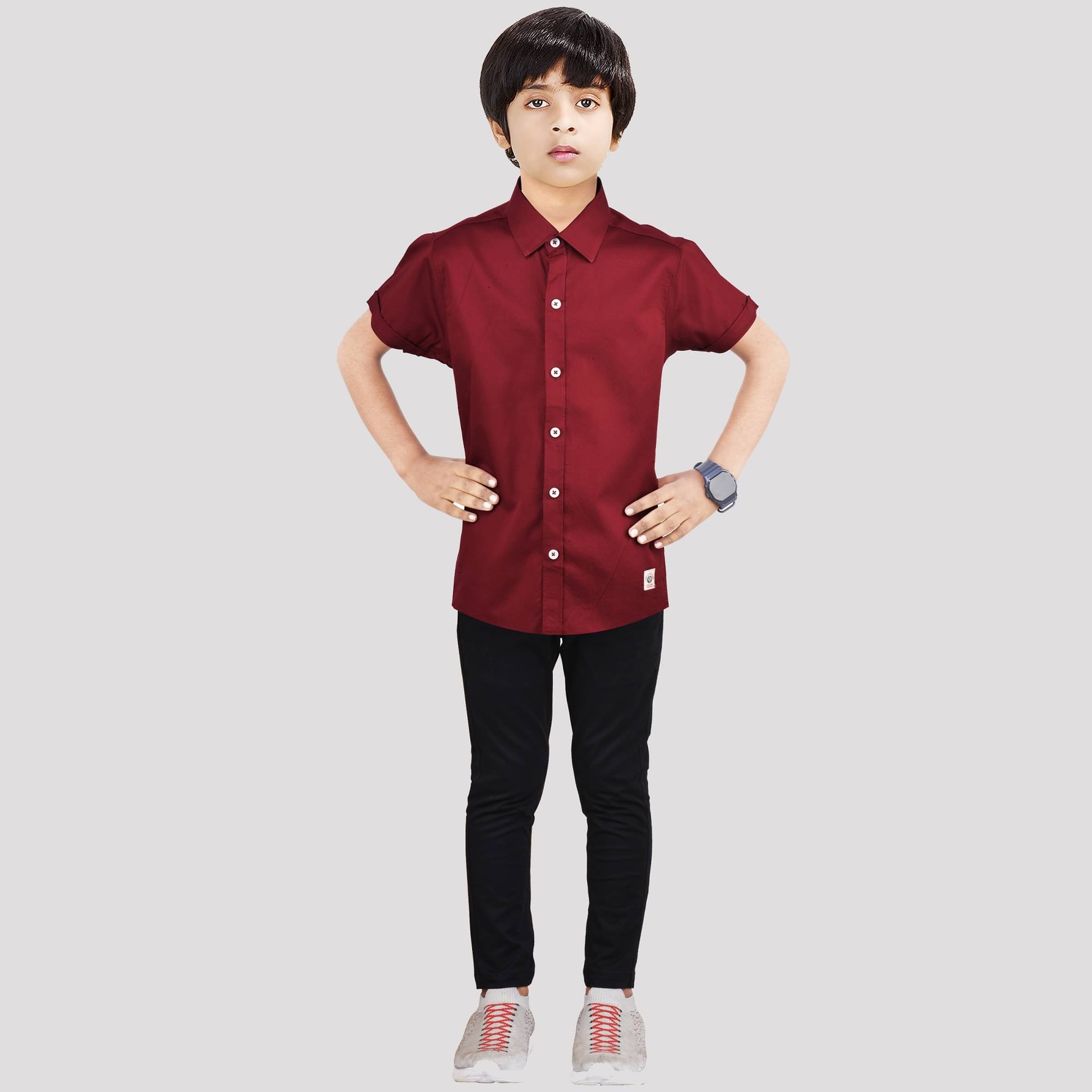 Made In The Shade Pack of 1 Boys Cotton Shirt & Pants Set ( Maroon ) Made In The Shade Pack of 1 Boys Cotton Shirt & Pants Set ( Maroon )