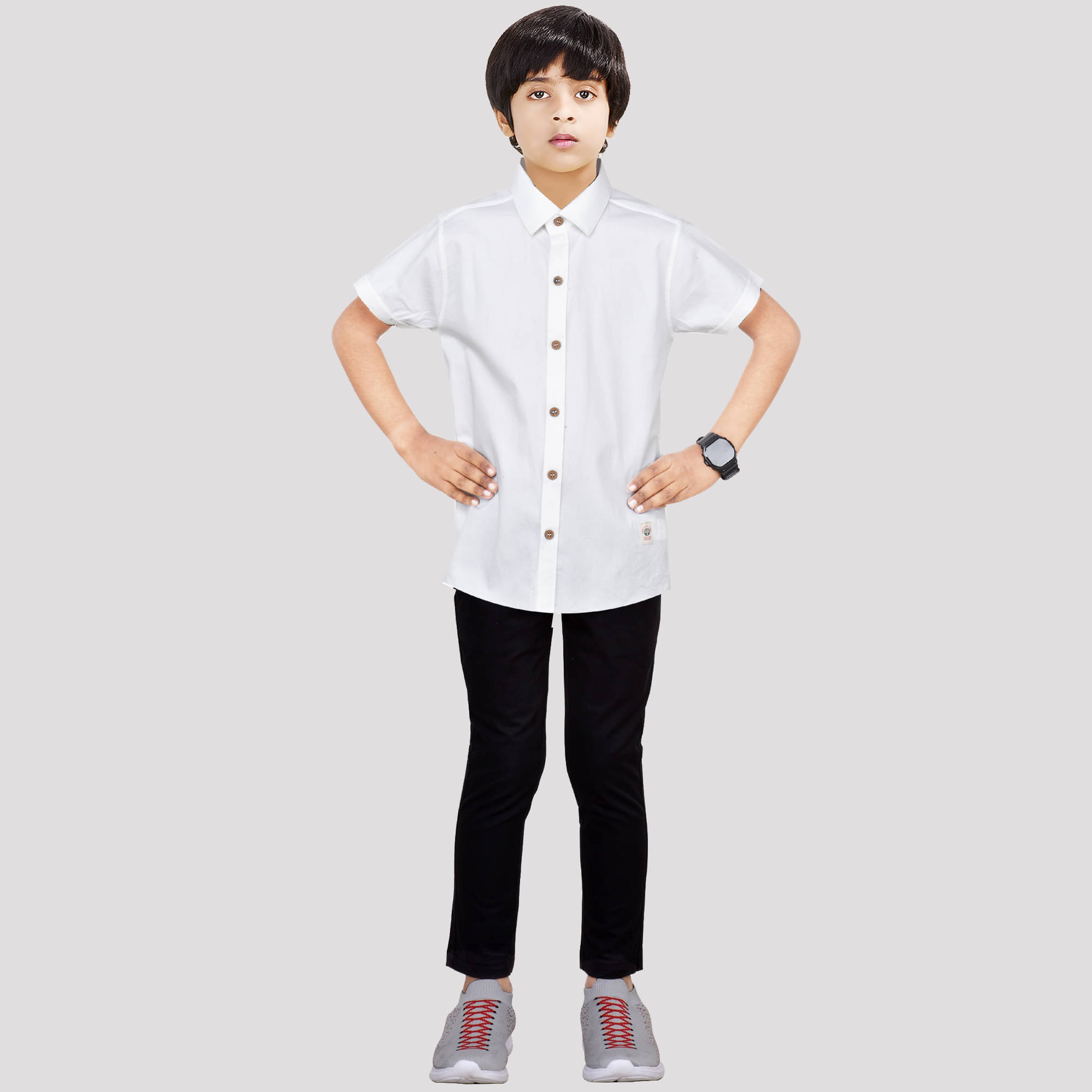     			Made In The Shade Pack of 1 Boys Cotton Shirt & Pants Set ( White )