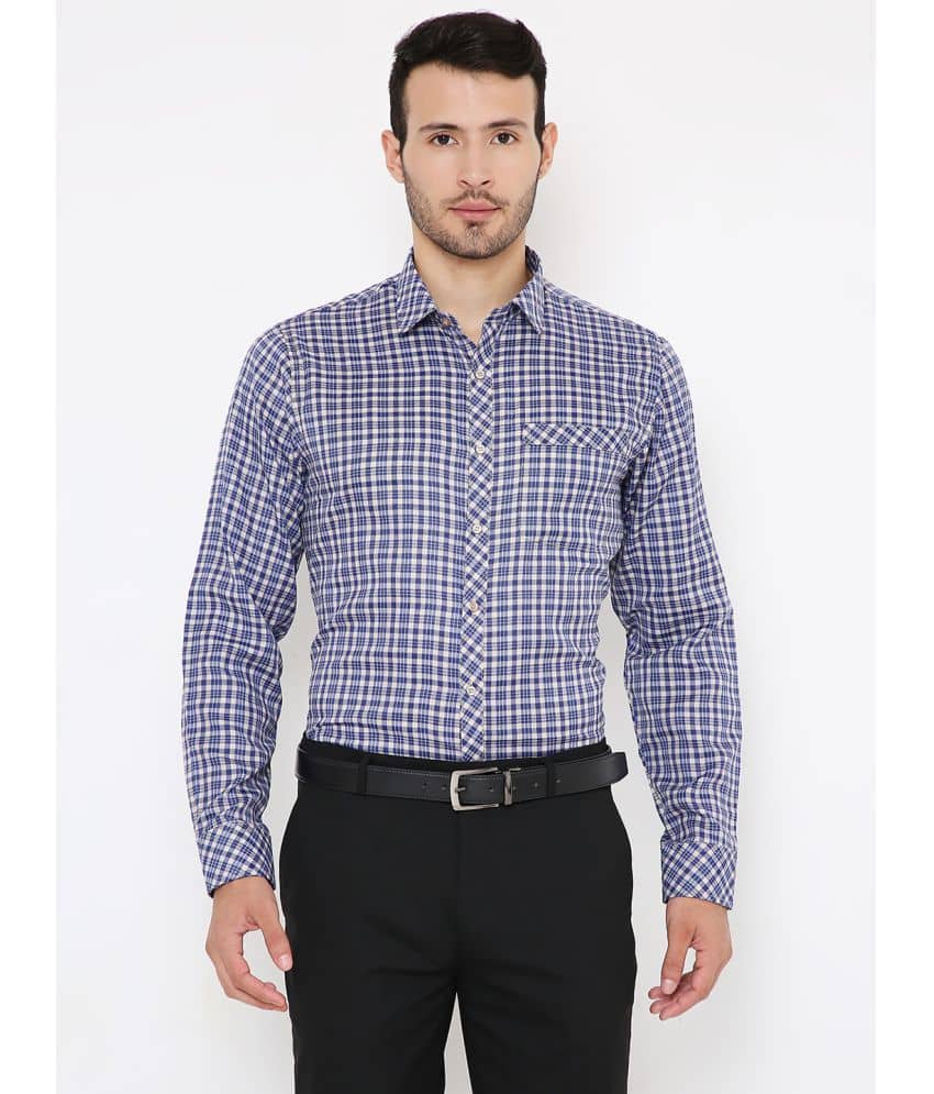 Maharaja - Blue Cotton Blend Slim Fit Men's Formal Shirt ( Pack of 1 )