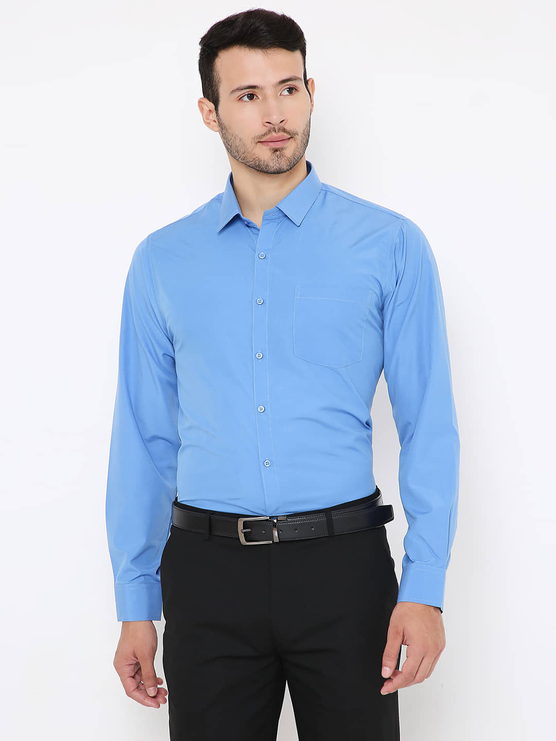 Maharaja - Blue Polyester Blend Slim Fit Men's Formal Shirt ( Pack of 1 )