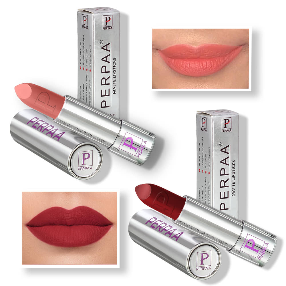 PERPAA Push Button PoP & Play Matte Lipstick, Moisturizing Lip Color Enrich with Vitamin-E Non-Drying, Creamy Lipstick
