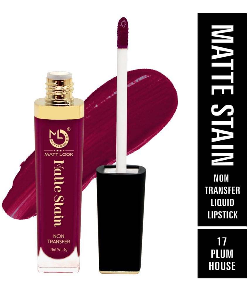     			Mattlook Matte Stain Non-Transfer Liquid Lipstick, Plum House-17, (6gm)
