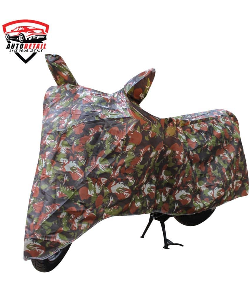AutoRetail - Jungle Dust Proof Two Wheeler Polyster Cover With (Mirror Pocket) for CT100 ( Pack of 1 )