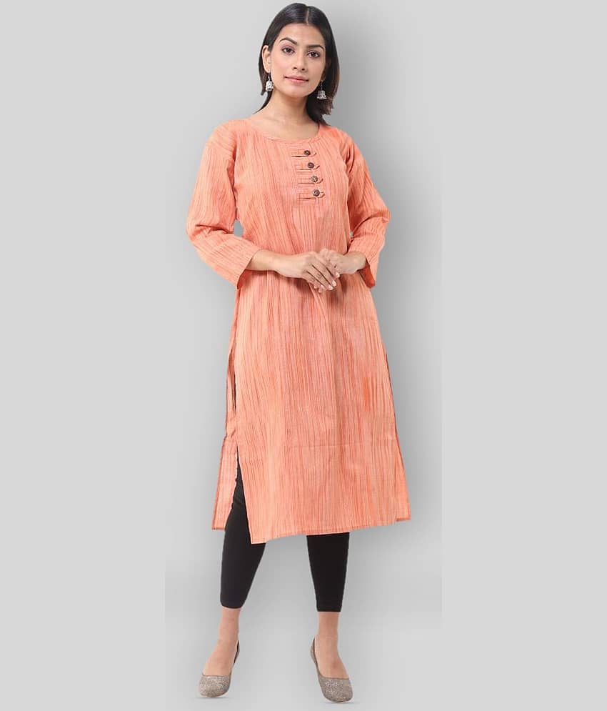 DESHBANDHU DBK Orange Cotton Straight Kurti - Kurtis, Tunics | Buy online on ZillyBuy